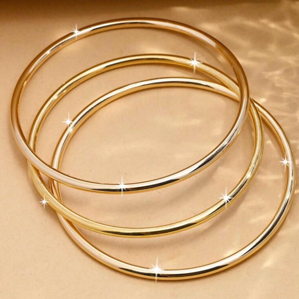 Shiny Gold Bangle Bracelets For Stacking